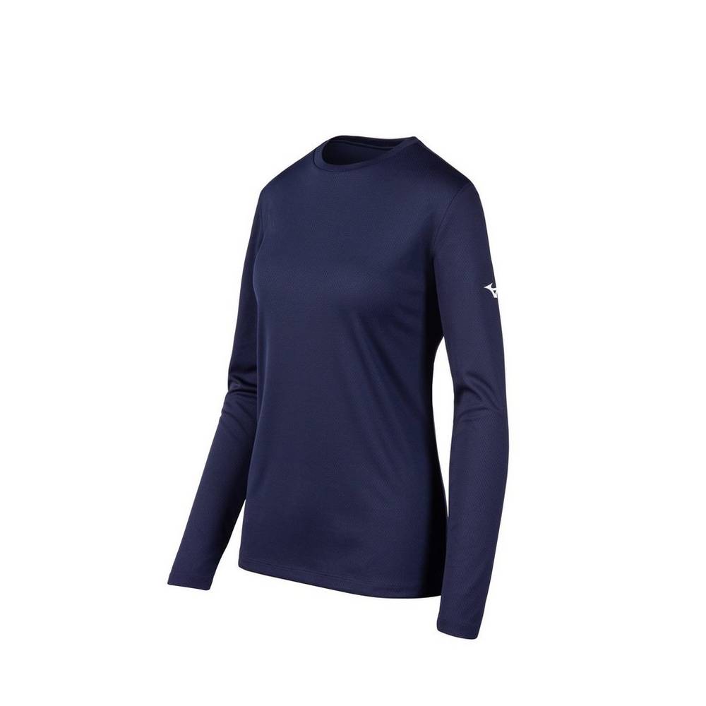 Mizuno Long Sleeve Női Futópóló Sötétkék UGA964178